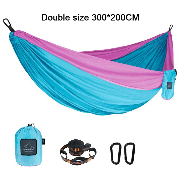 LEAFTOUR Portable Parachute Nylon Camping Hammock Single Double Outdoor Garden
