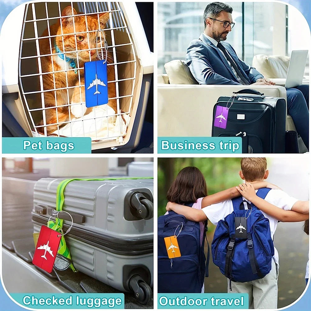 Aluminium Alloy Luggage Tag with ID Card, Durable Suitcase Travel Name Tag, Travel Accessories