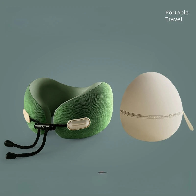 Memory Foam U Shaped Neck Pillow Compact Foldable Travel Pillow for Airplane Flights and Naps