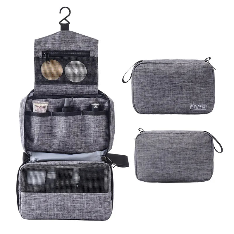 Hanging Travel Cosmetic Bag Foldable Toiletry and Makeup Organiser with Hook for Men and Women