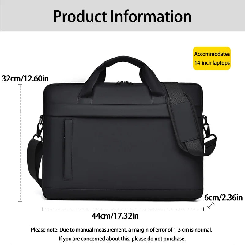 Men’s Minimalist Business Briefcase Shoulder Messenger Bag Large Office Tote 14 Inch Laptop Case