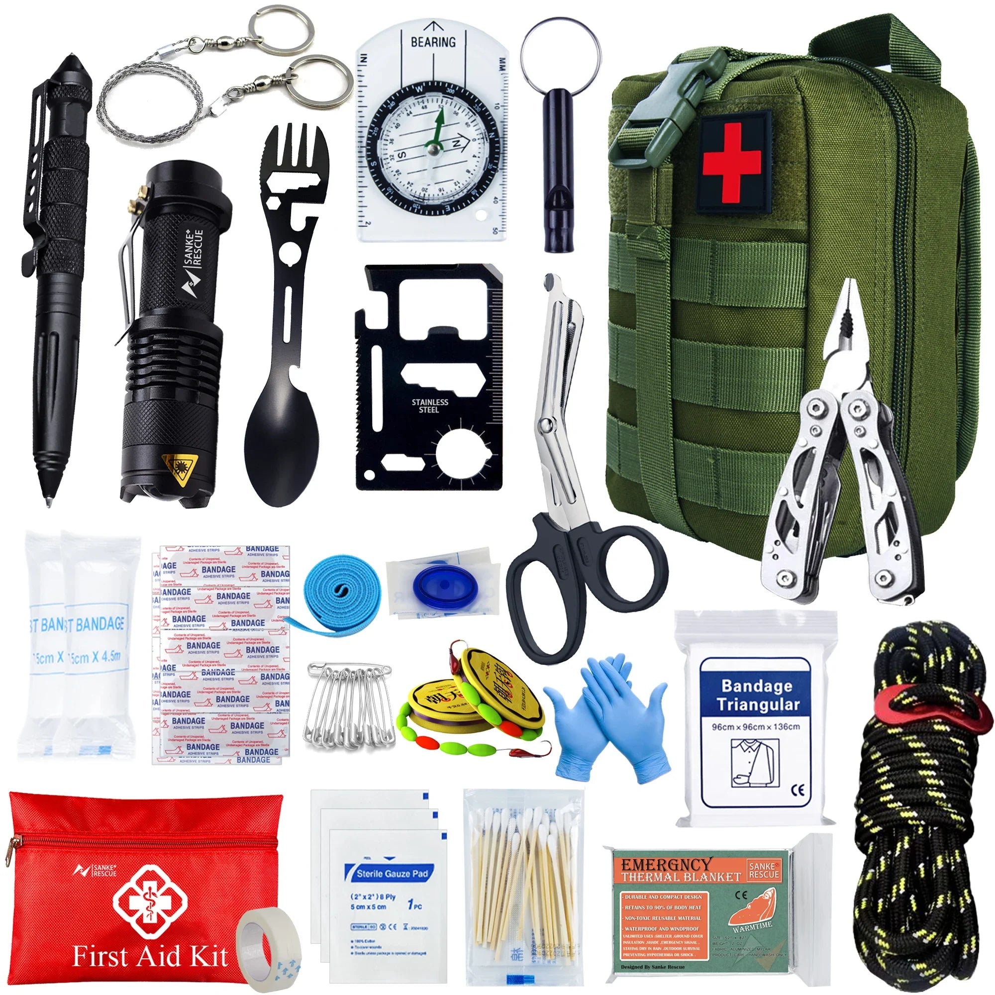 24-in-1 Tactical First Aid Survival Kit Molle EDC Pouch Camping Car Emergency Medical Bag Set