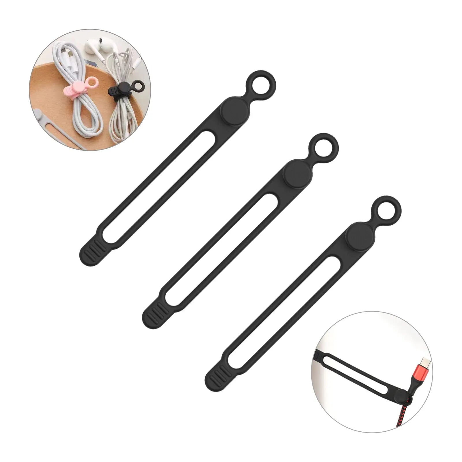 Silicone Cable Ties Reusable Cord Cable Organizer Travel Straps