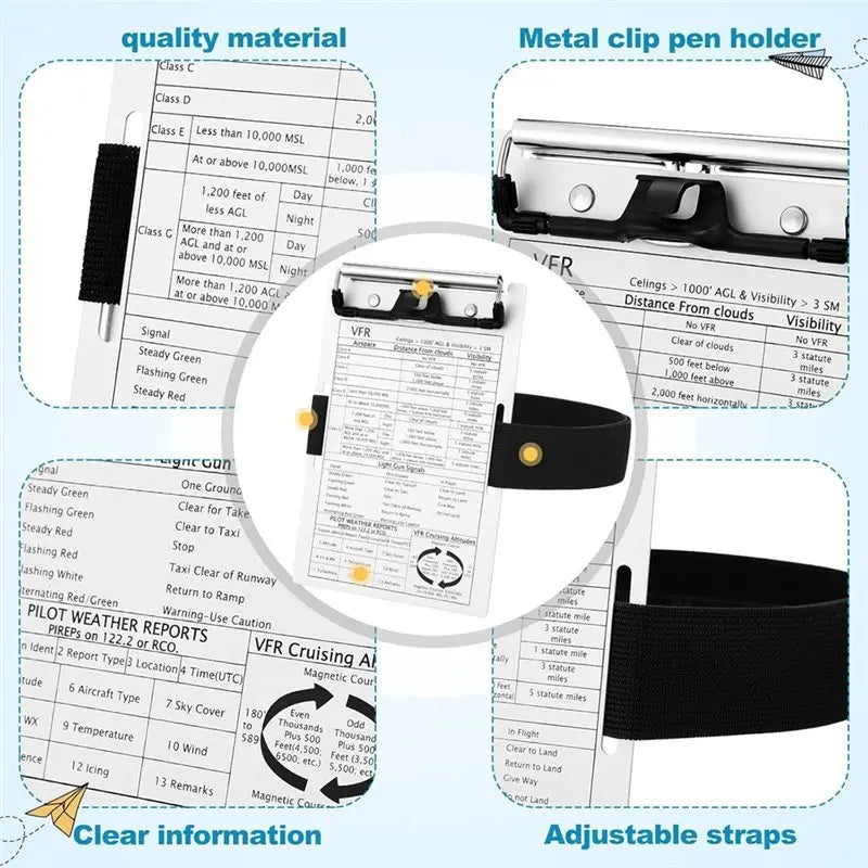 Aviation Pilot Kneeboard Clipboard Set with Chart Plotter Logbook Notepads and Navigation Tools