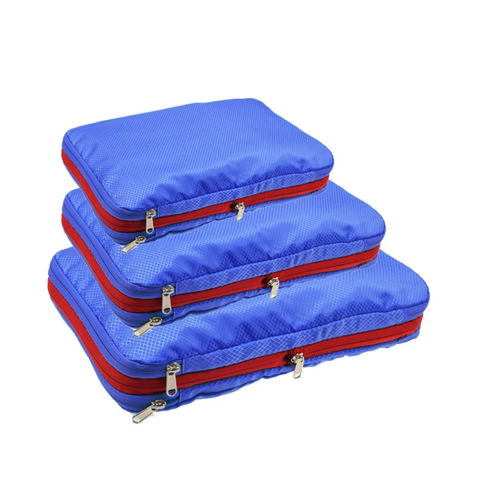 Compression Packing Cubes Double Layer Waterproof Travel Clothes Storage Organizer Bags Set
