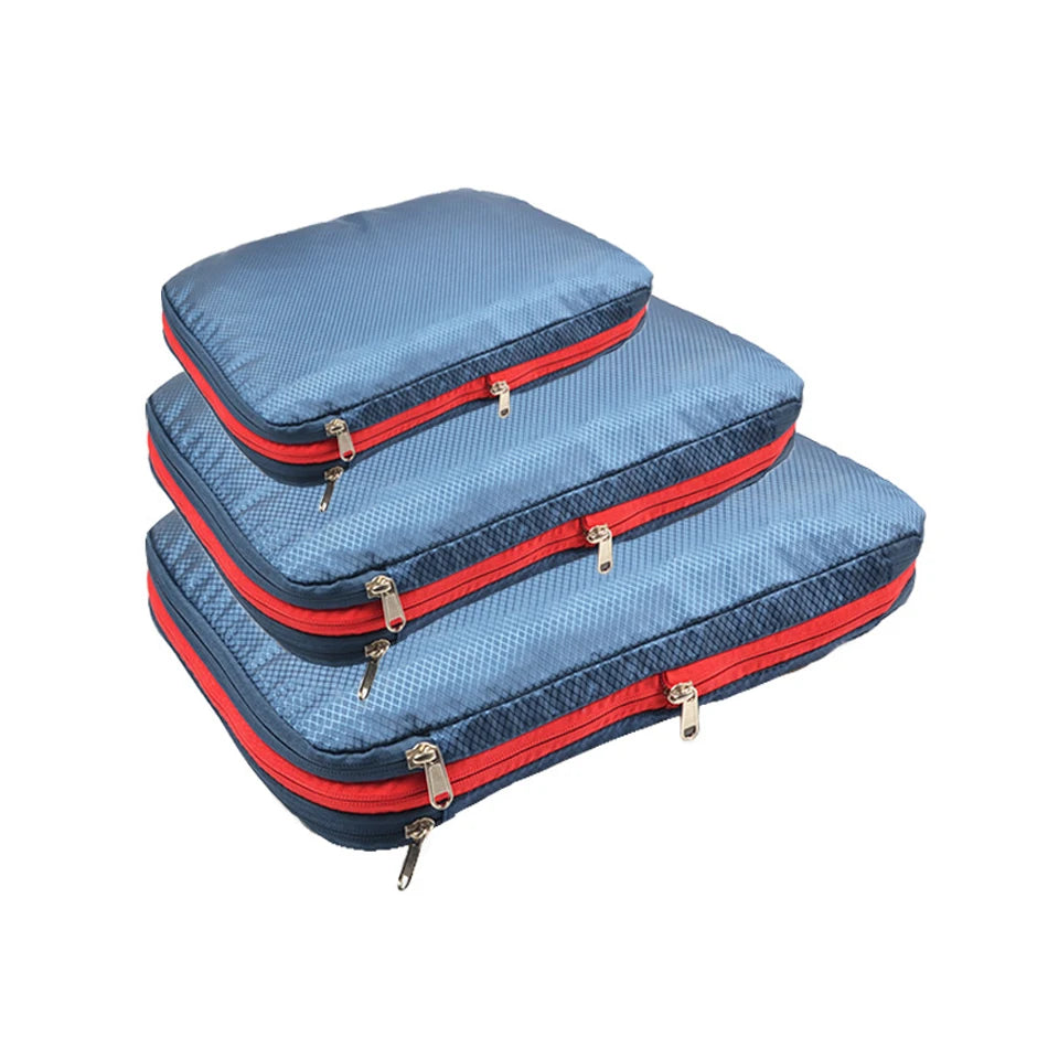Compression Packing Cubes Double Layer Waterproof Travel Clothes Storage Organizer Bags Set