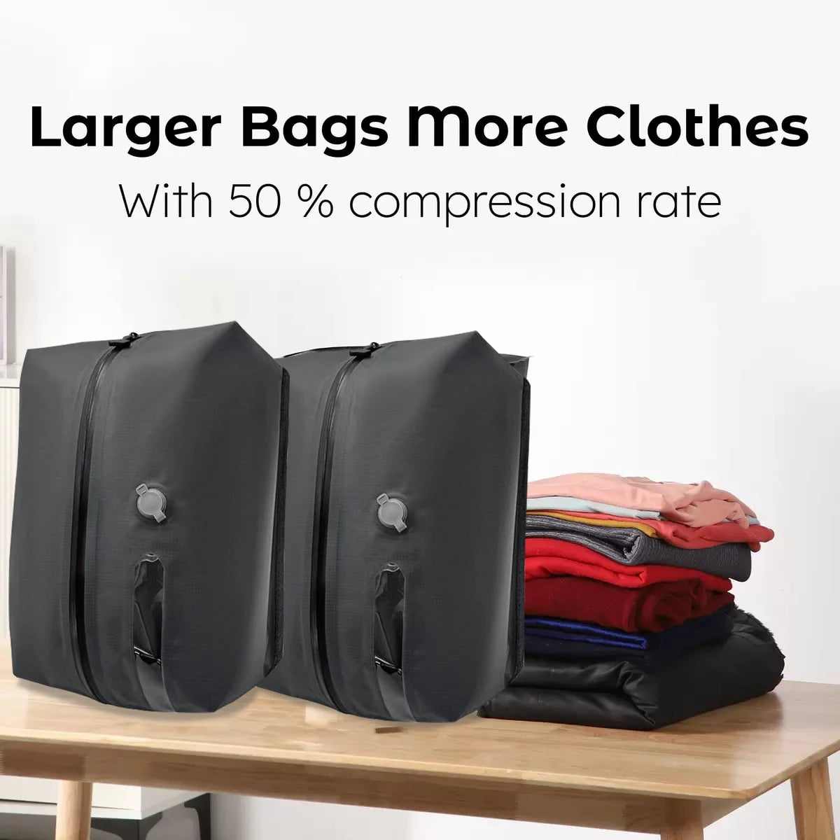 Reusable Travel Vacuum Bags Waterproof Compression Storage Bags for Luggage Space Saving