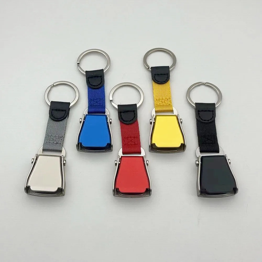 Aviation Seatbelt Buckle Keychain Airplane Flight Ribbon Safety Aircraft Gift Keyring Pendant