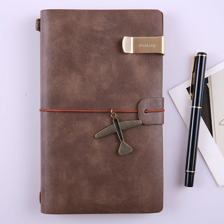 COLIKY A6 Handmade Vintage Leather Notebook Cowhide Travel Diary Journal Planner
