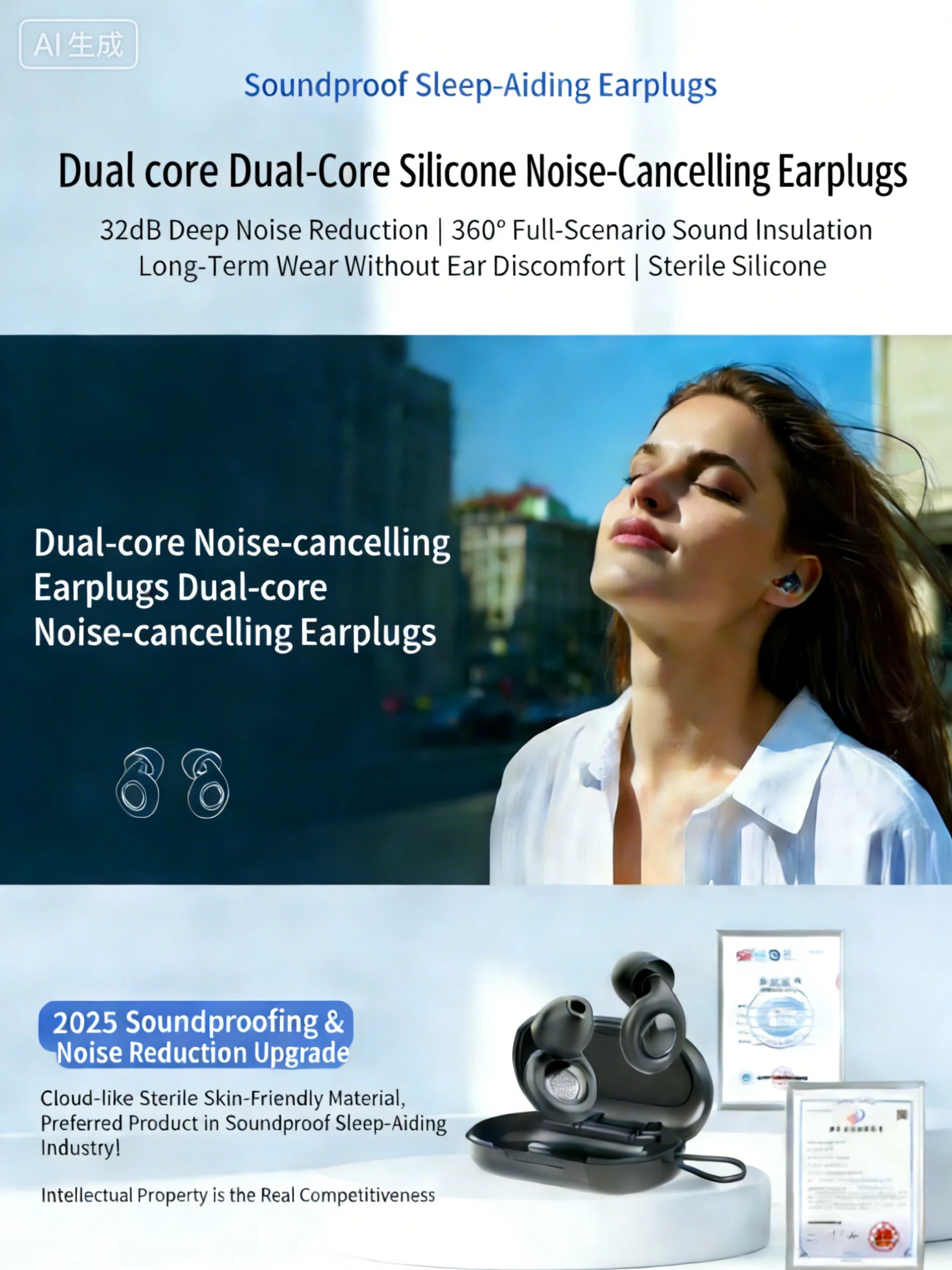 Reusable Silicone Ear Plugs Noise Cancelling Hearing Protection for Travel Sleep Concerts