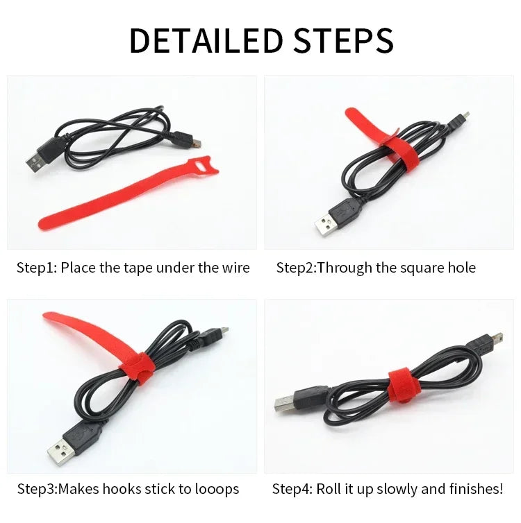 Releasable Nylon Cable Ties 15-30cm Hook Loop Straps