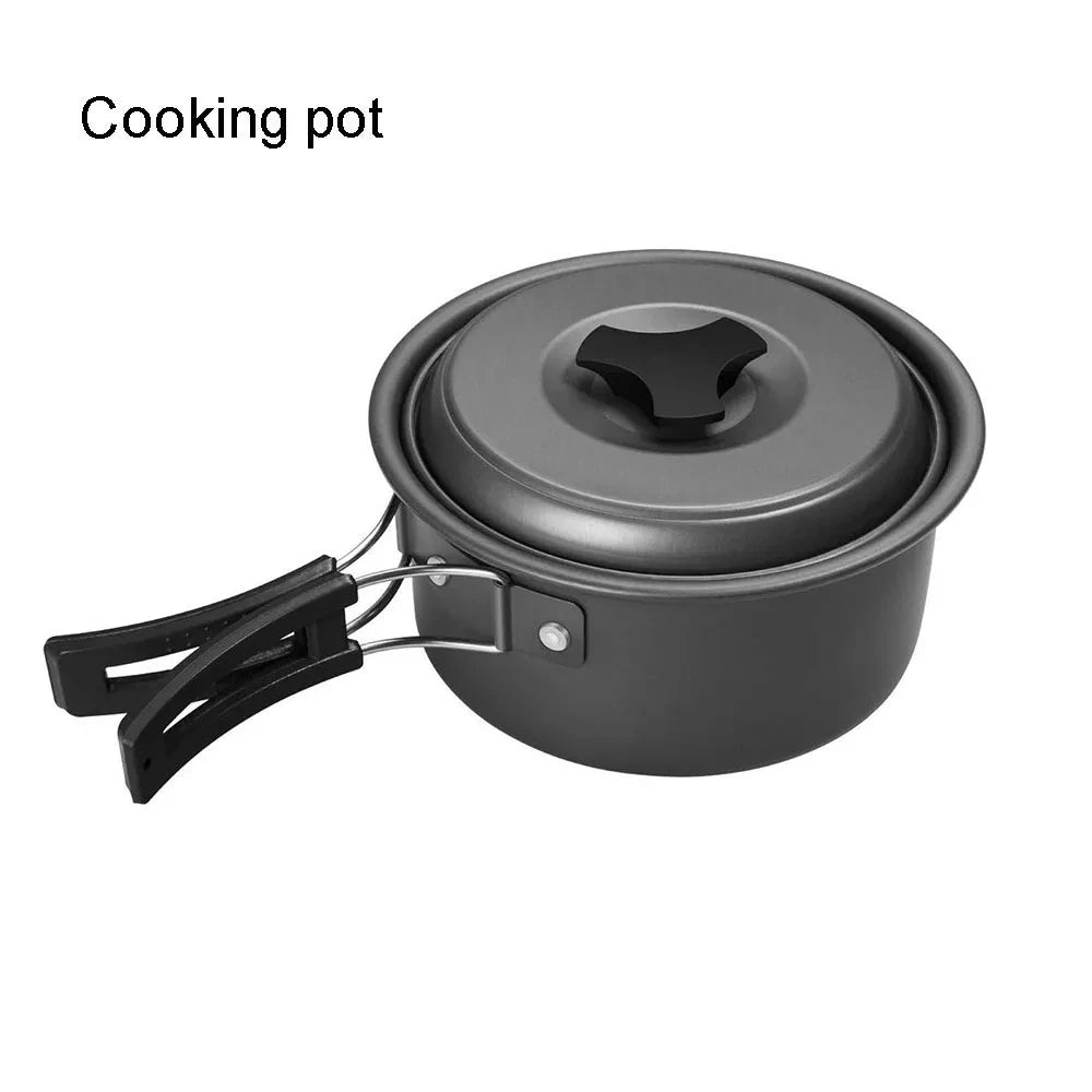Outdoor Camping Cookware Set Non Stick Aluminium Pot Bowl Picnic BBQ Kit Travel