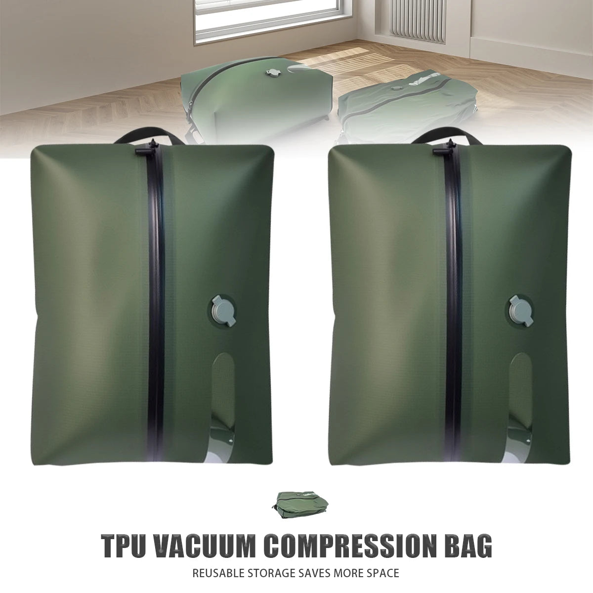 Reusable Travel Vacuum Bags Waterproof Compression Storage Bags for Luggage Space Saving