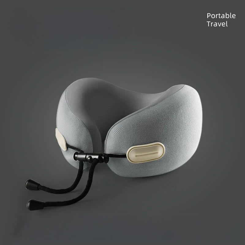 Memory Foam U Shaped Neck Pillow Compact Foldable Travel Pillow for Airplane Flights and Naps