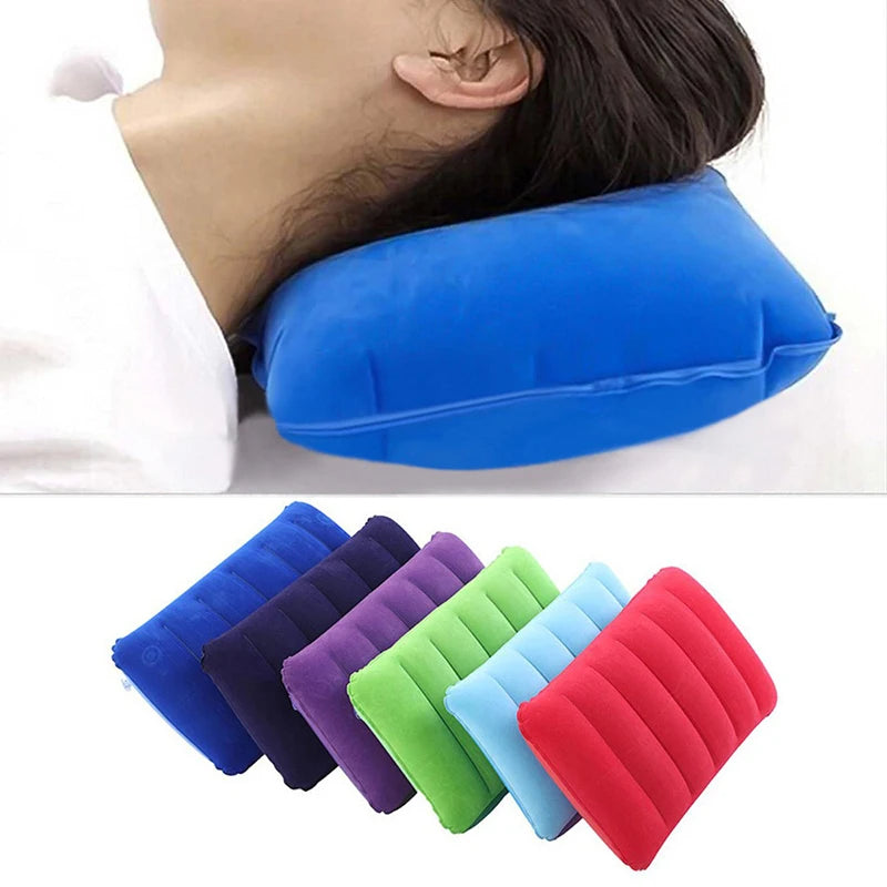 Portable Inflatable Neck Pillow Self Filling Travel Camping Support Cushion