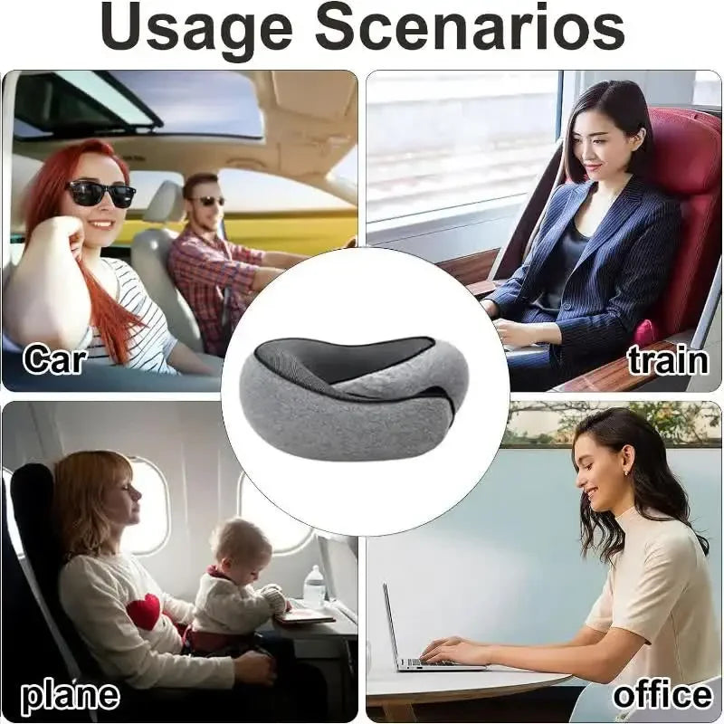 OKAYSO Memory Foam Neck Pillow U Shaped Travel Pillow Adjustable Ergonomic Support for Plane and Car