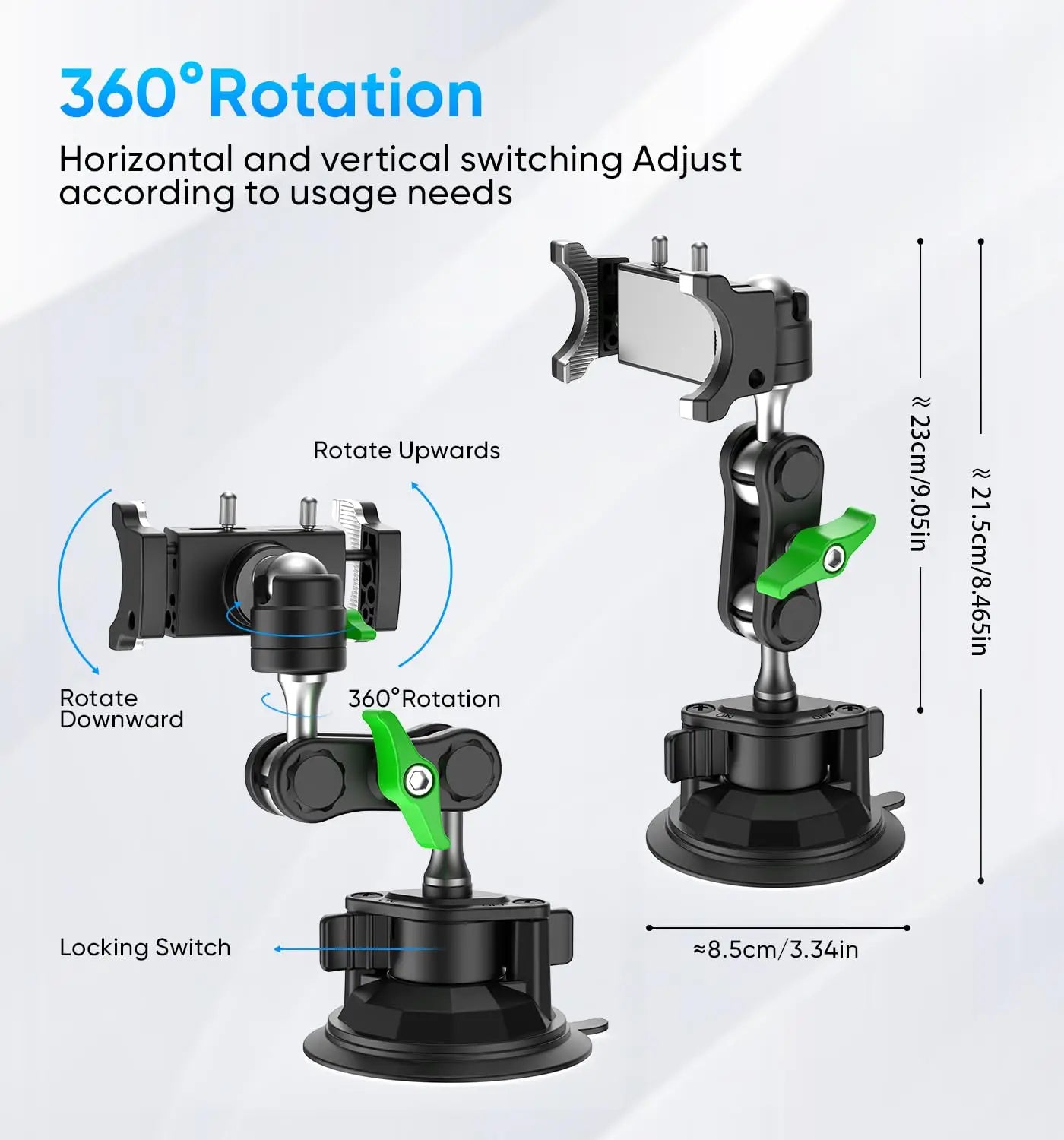Universal Metal Car Phone Mount 360° Rotating Suction Cup Windshield Dashboard Holder