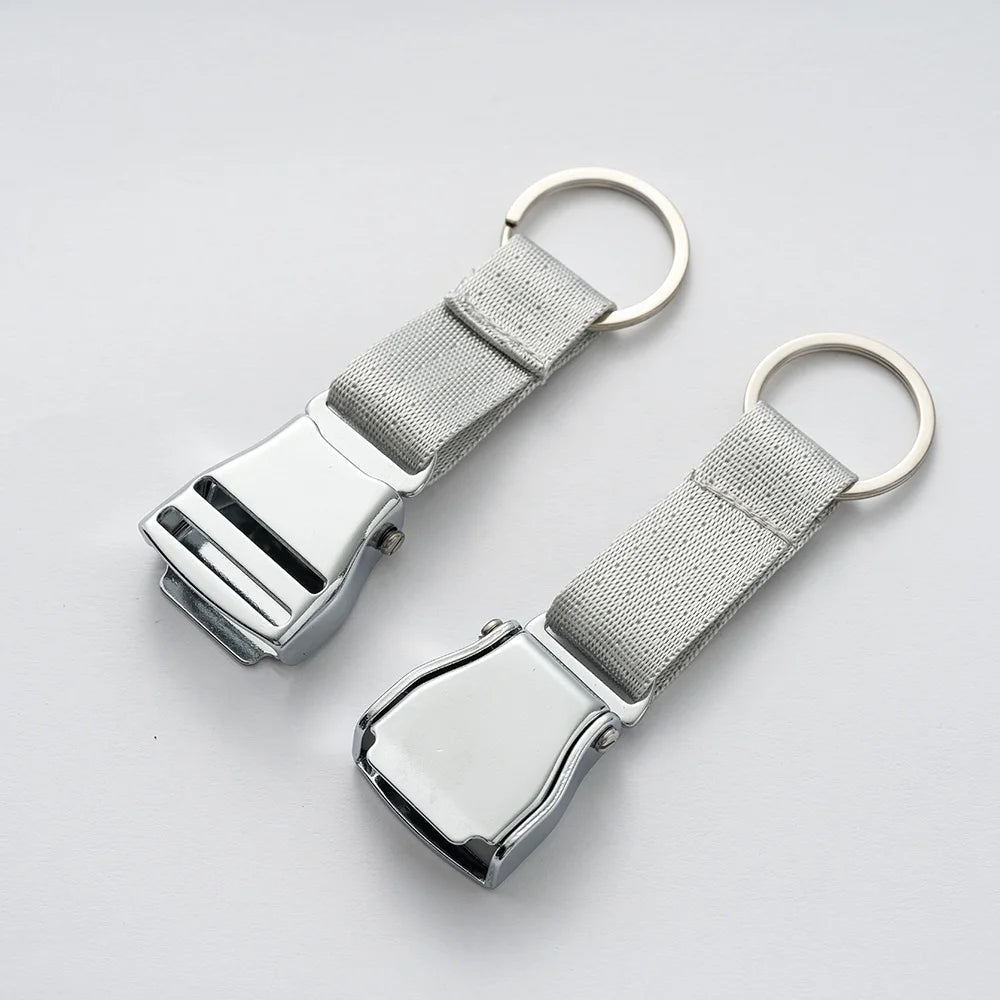 Aviation Seatbelt Buckle Keychain Airplane Flight Ribbon Safety Aircraft Gift Keyring Pendant