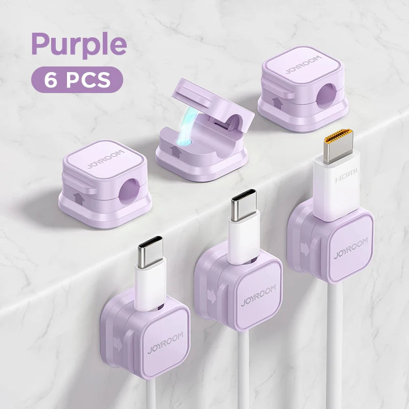 JOYROOM Magnetic Cable Clips Adjustable Cord Holder Under Desk Wire Organiser Management