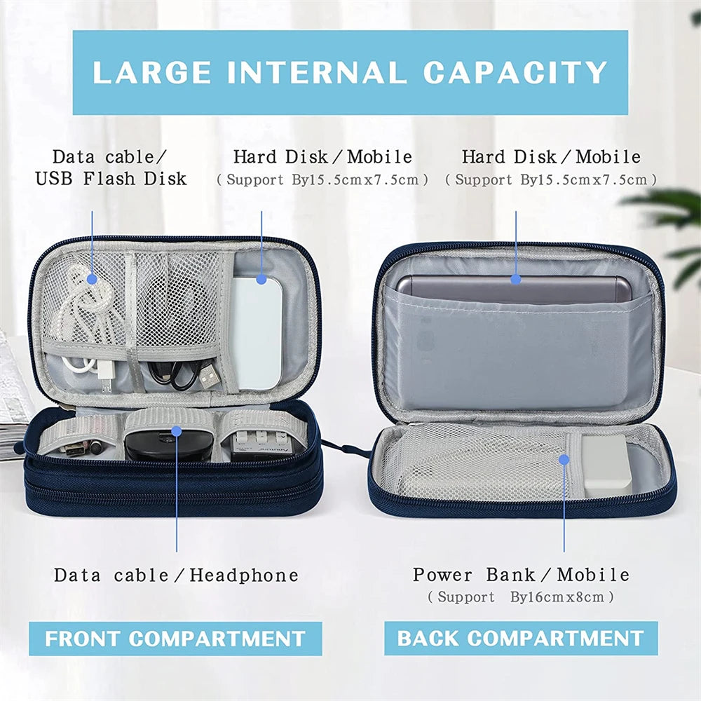 Portable Waterproof Electronics Travel Organizer Double Layer Cable Storage Bag Case Holder