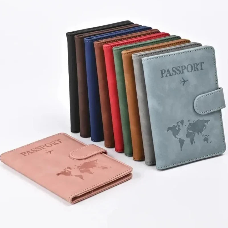 Travel Passport Cover PU Leather Ticket Wallet with Credit Card Holder for Men and Women
