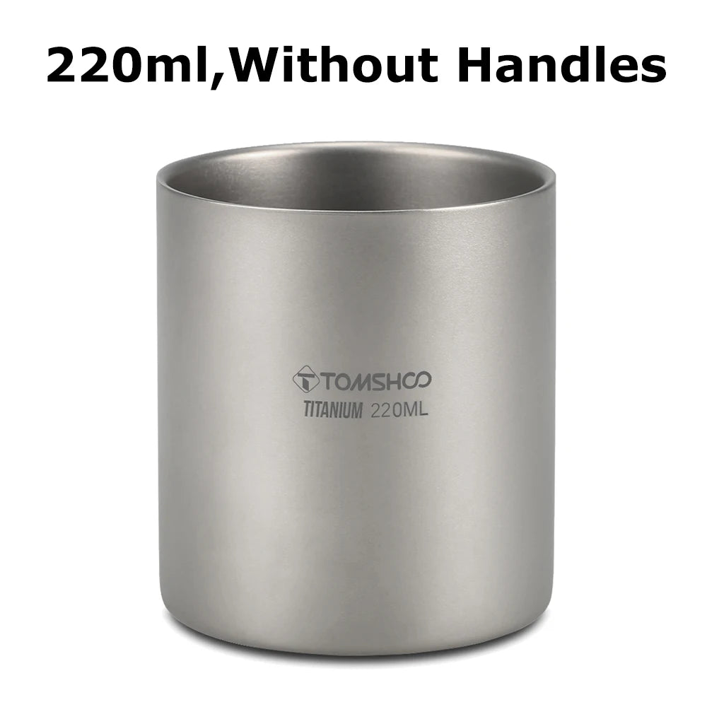 Titanium Double Layer Camping Mug 220-600ml Outdoor Coffee Tea Cup