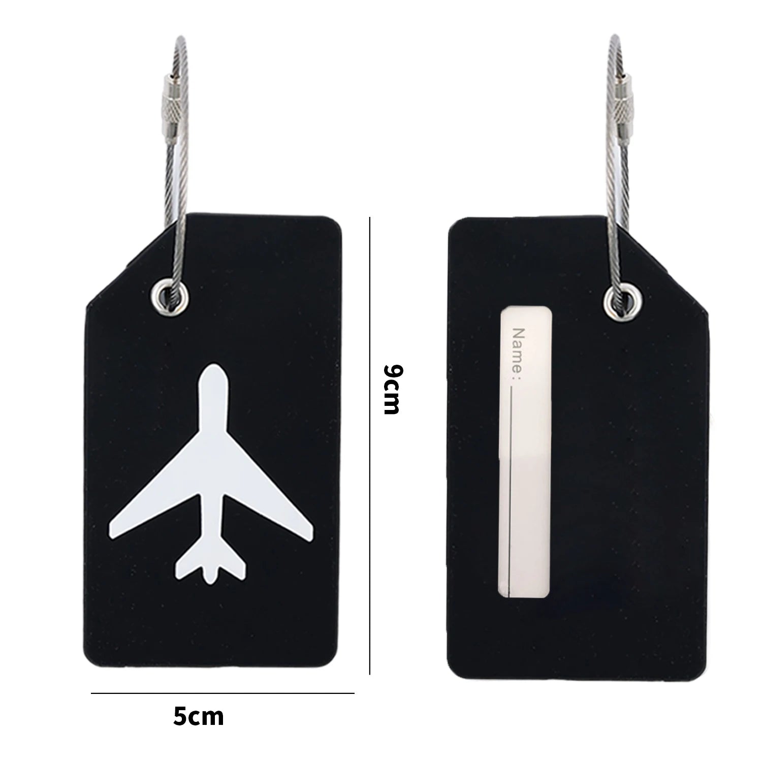 Silicone Luggage Tags with Stainless Steel Loop Name ID Card Holder Travel Suitcase Identifier