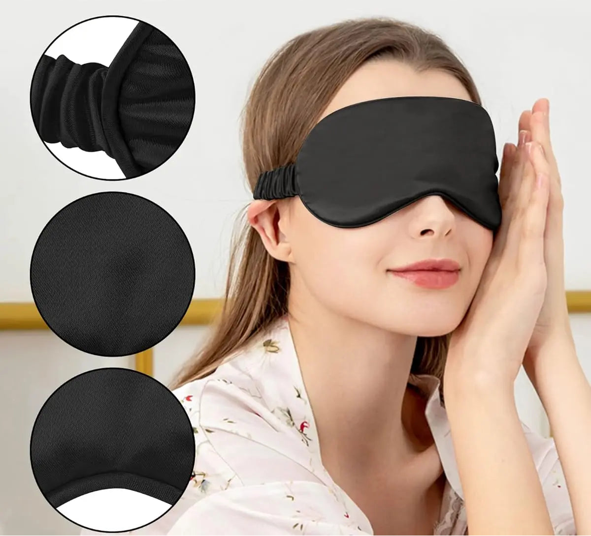 Silk Sleep Mask 2 Pack Blackout Eye Mask with Adjustable Strap for Light Blocking Night Rest