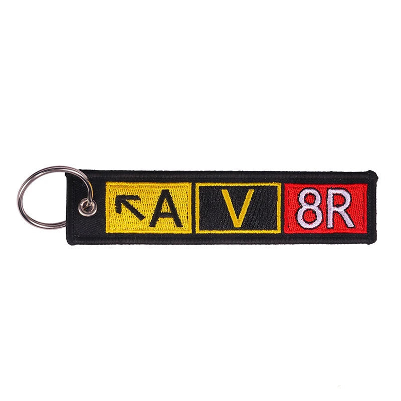 Aviation Pilot AV8R Embroidered Keyring Airport Taxiway Memorial Gift Key Chain VOIKUKKA