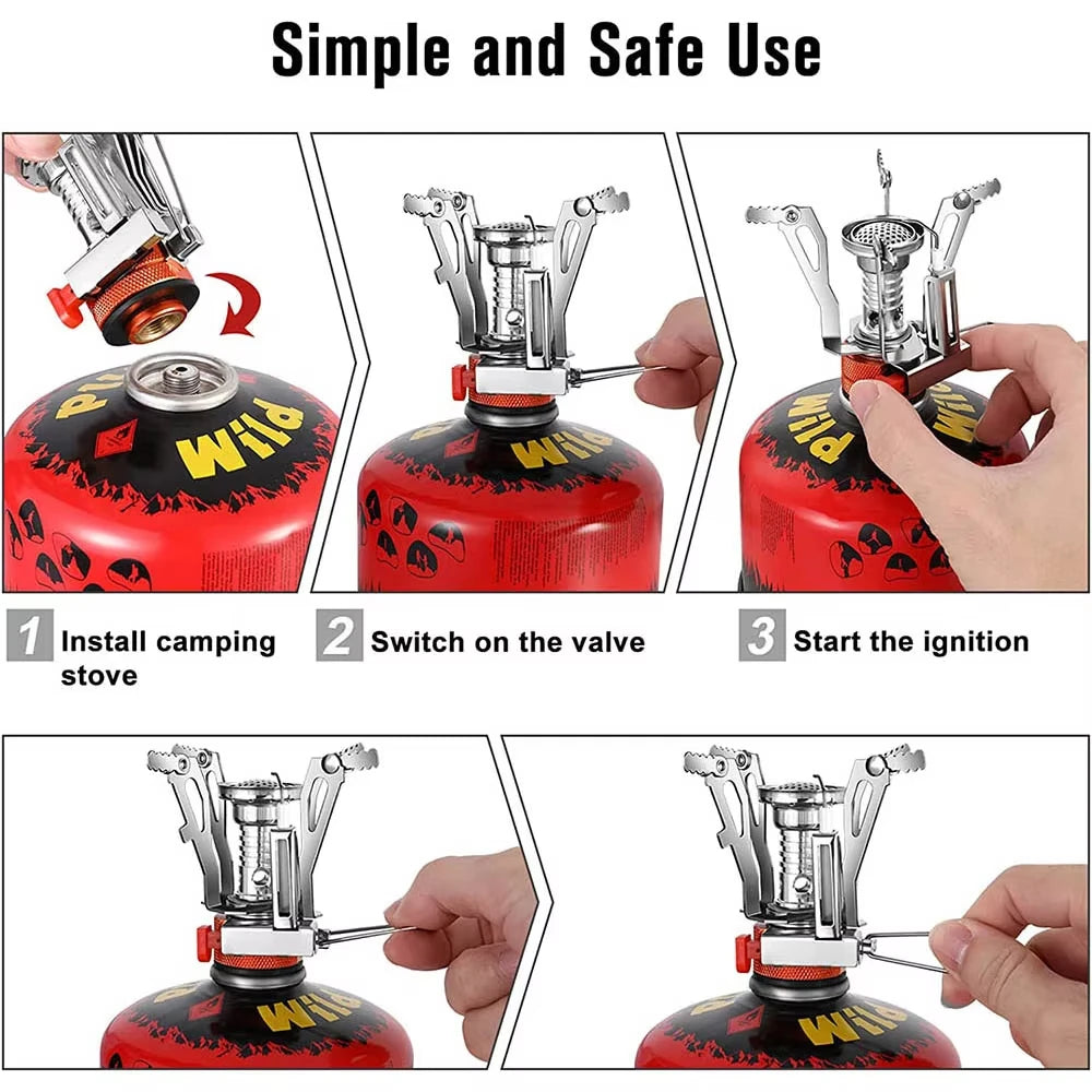 LISM Ultralight Portable Camping Stove Adjustable Valve Backpacking Hiking Burner