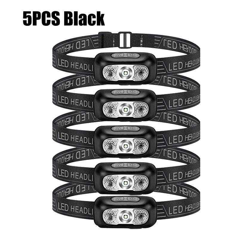 Mini LED Sensor Headlamp USB Rechargeable Super Bright Adjustable Angle Torch Headlight