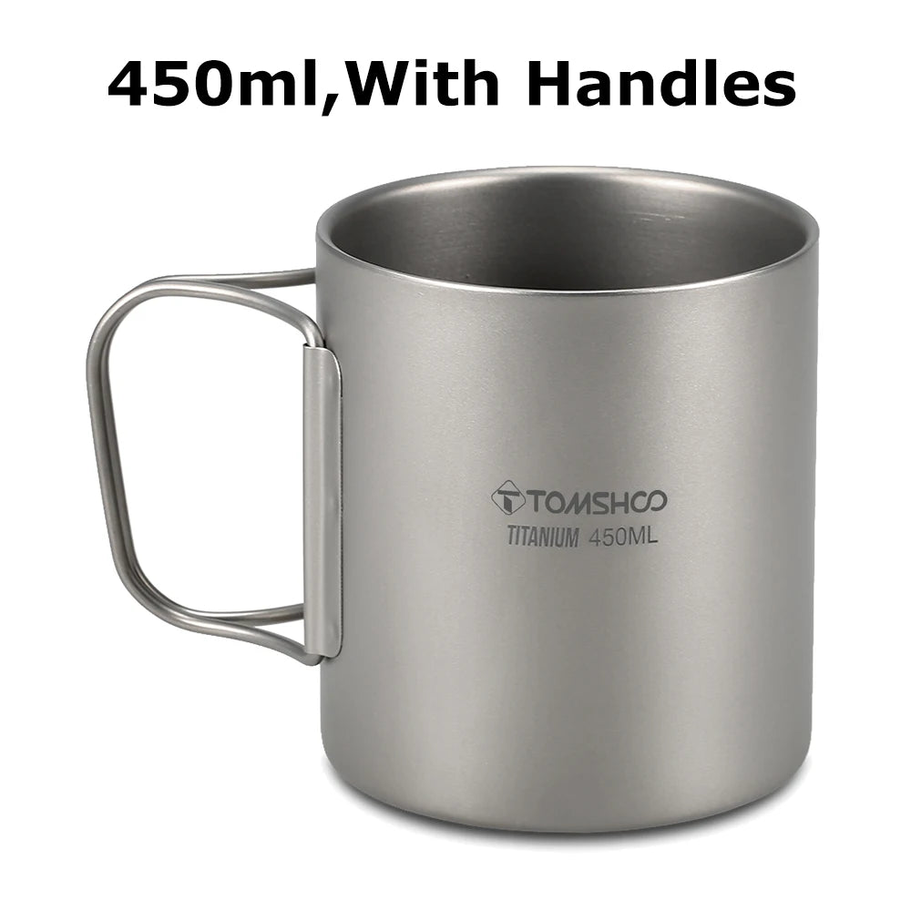 Titanium Double Layer Camping Mug 220-600ml Outdoor Coffee Tea Cup