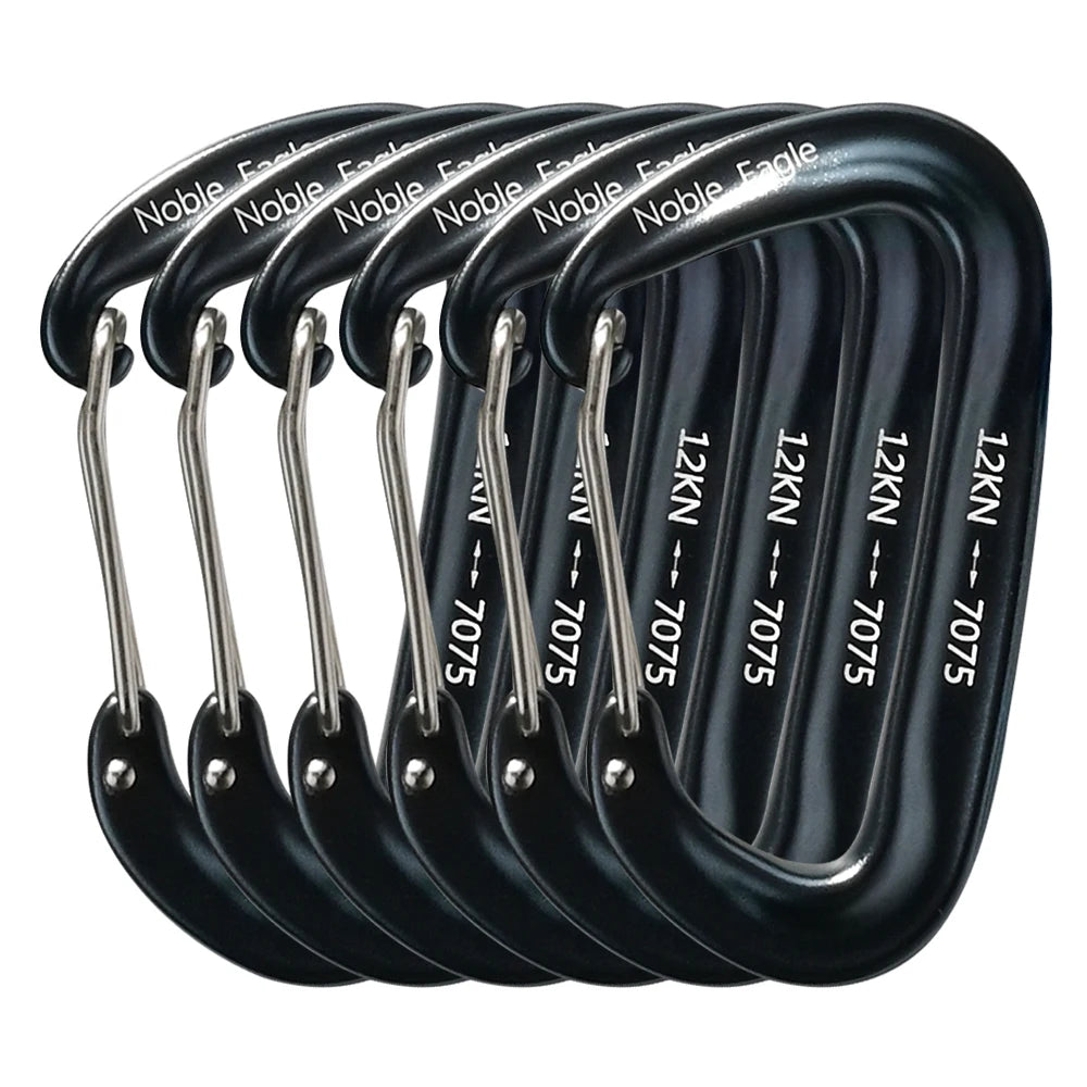 6PCS 12kN Heavy Duty Tactical Carabiner Clips Aluminium Non Locking Outdoor Hook Set