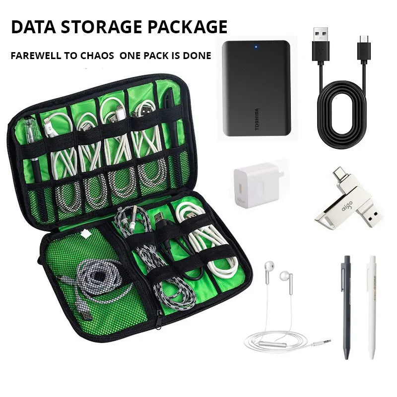 Portable Waterproof Electronic Accessories Storage Bag USB Cable Charger Travel Organiser Case