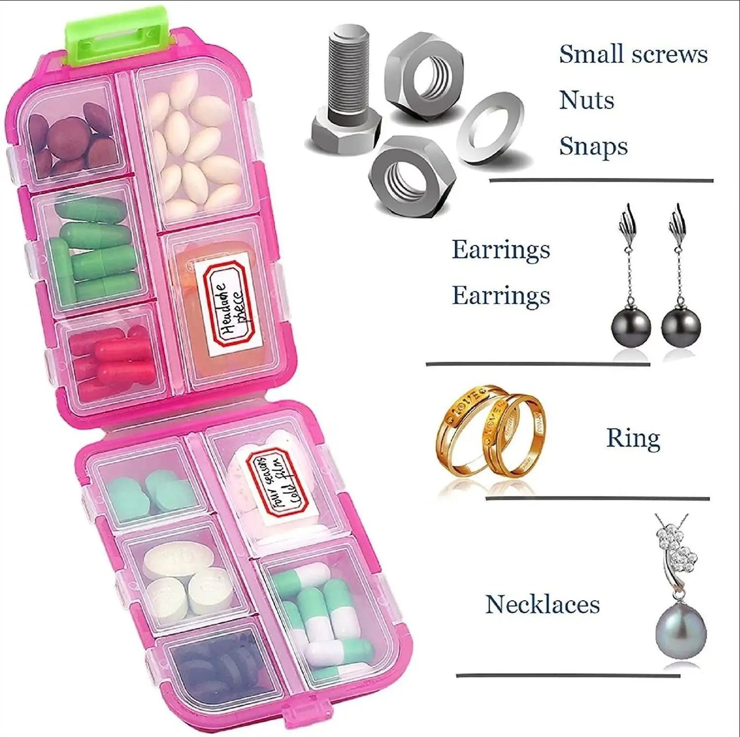 OEMG Travel Pill Organizer Moisture Proof Pocket Medicine Vitamin Holder Case Portable Box