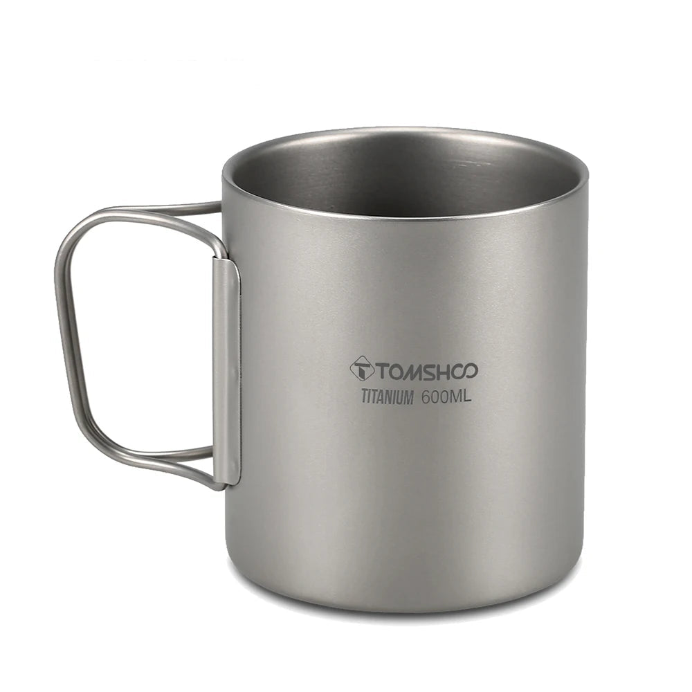 Titanium Double Layer Camping Mug 220-600ml Outdoor Coffee Tea Cup