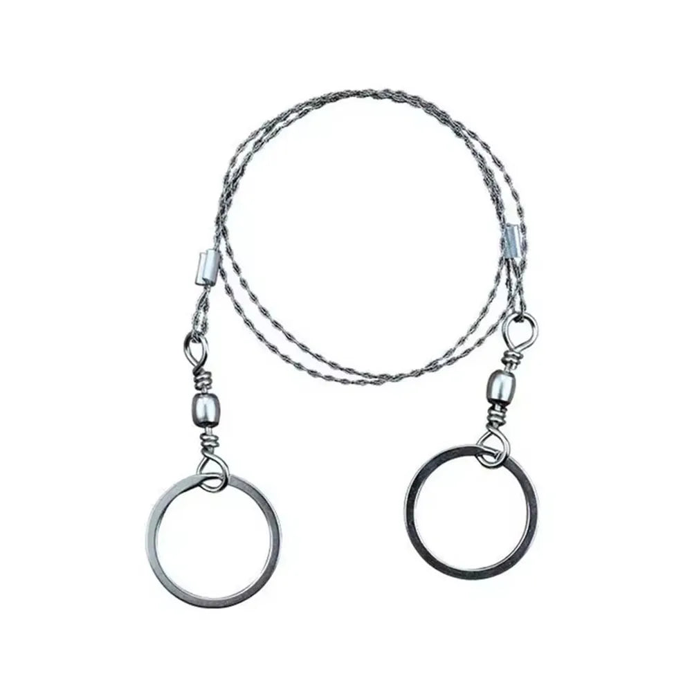 SKEYO Stainless Steel Survival Rope Saw 65cm Portable Spiral Wire Pocket Tree Saw Tool for Camping