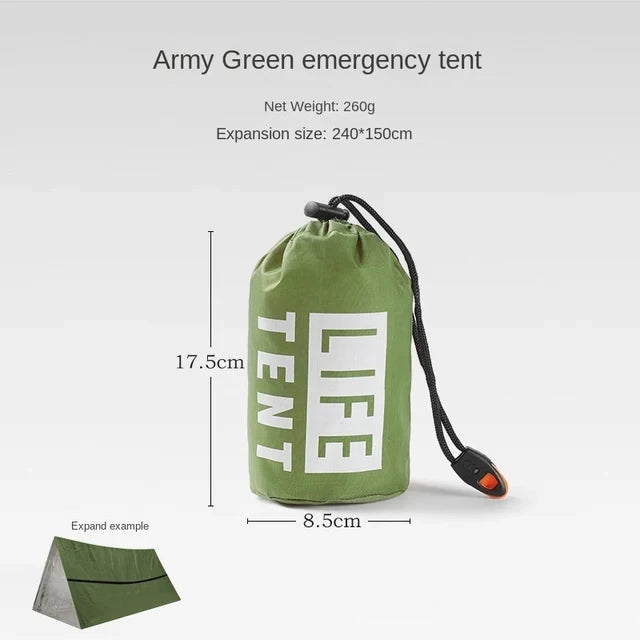 2 Person Emergency Bivy Survival Shelter Mylar Tube Tent Waterproof Thermal Blanket Kit
