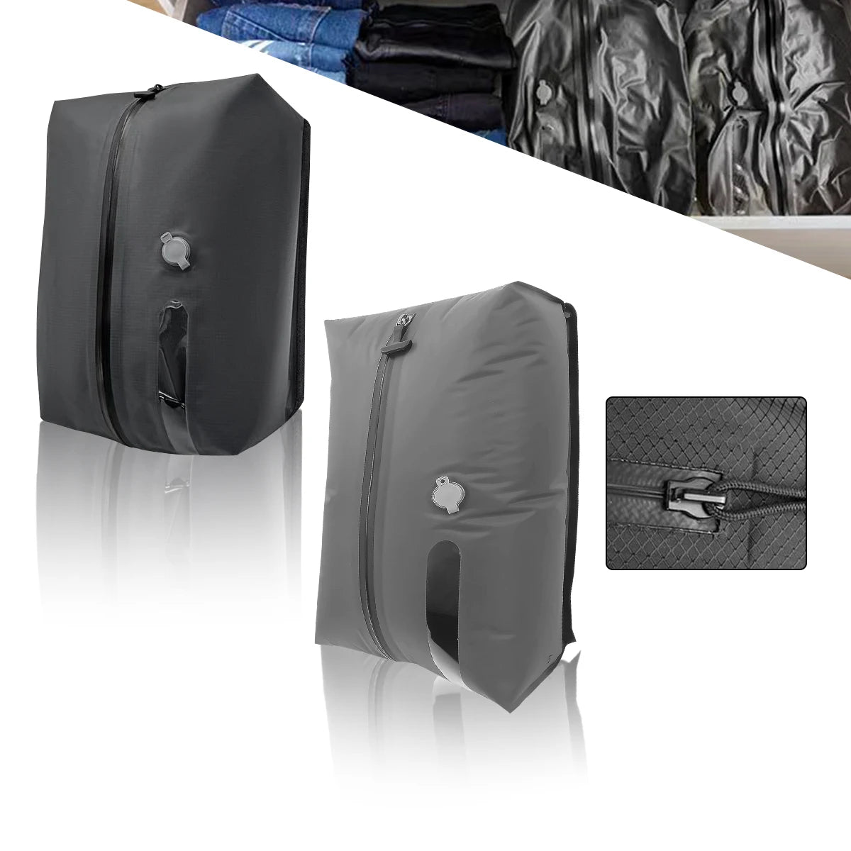 Reusable Travel Vacuum Bags Waterproof Compression Storage Bags for Luggage Space Saving