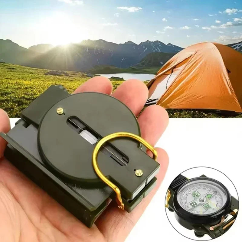 Aluminium Alloy Military Lensatic Compass Folding Camping Hiking Navigation, Portable High Precision