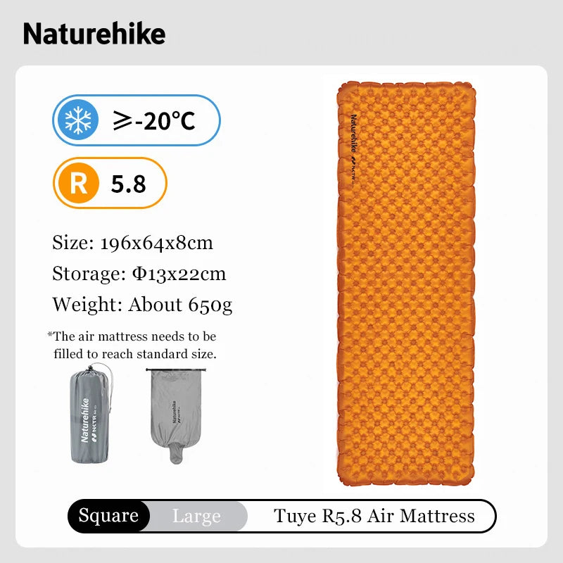 Inflatable Camping Sleeping Mat R Value 5.8 Lightweight Air Mattress Outdoor Hiking Pad Gear