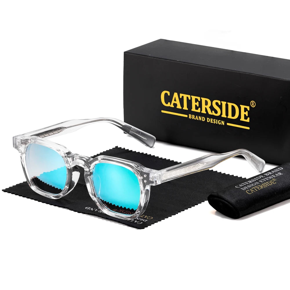 CATERSIDE Retro Punk Square Sunglasses UV400 Small Frame