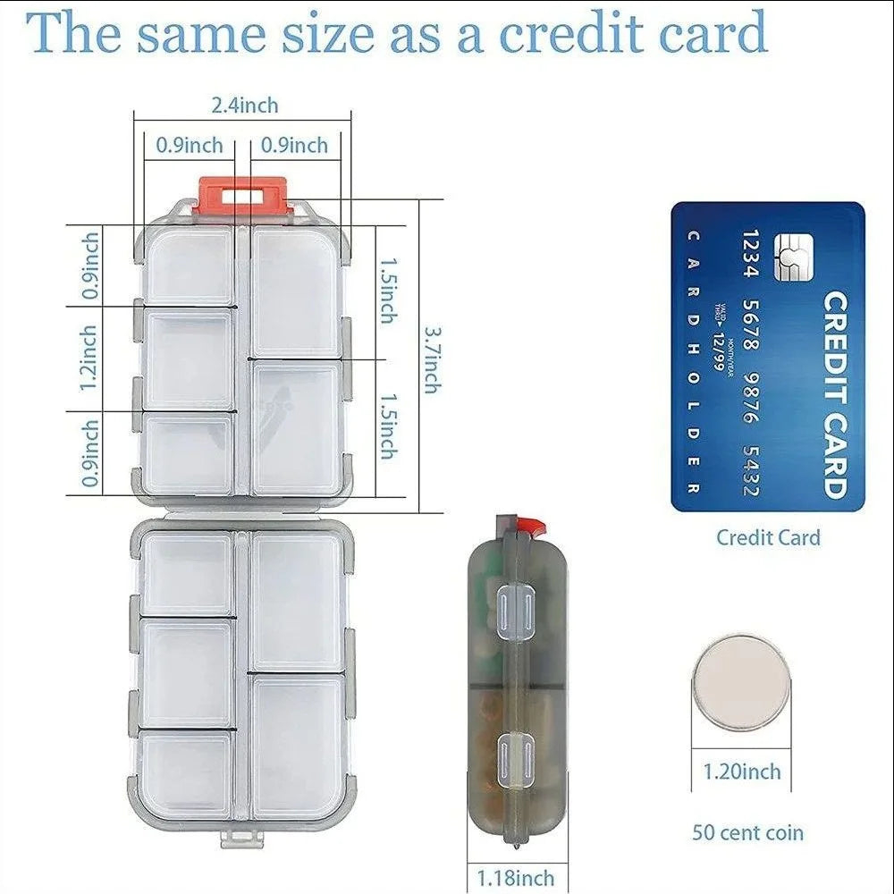 OEMG Travel Pill Organizer Moisture Proof Pocket Medicine Vitamin Holder Case Portable Box