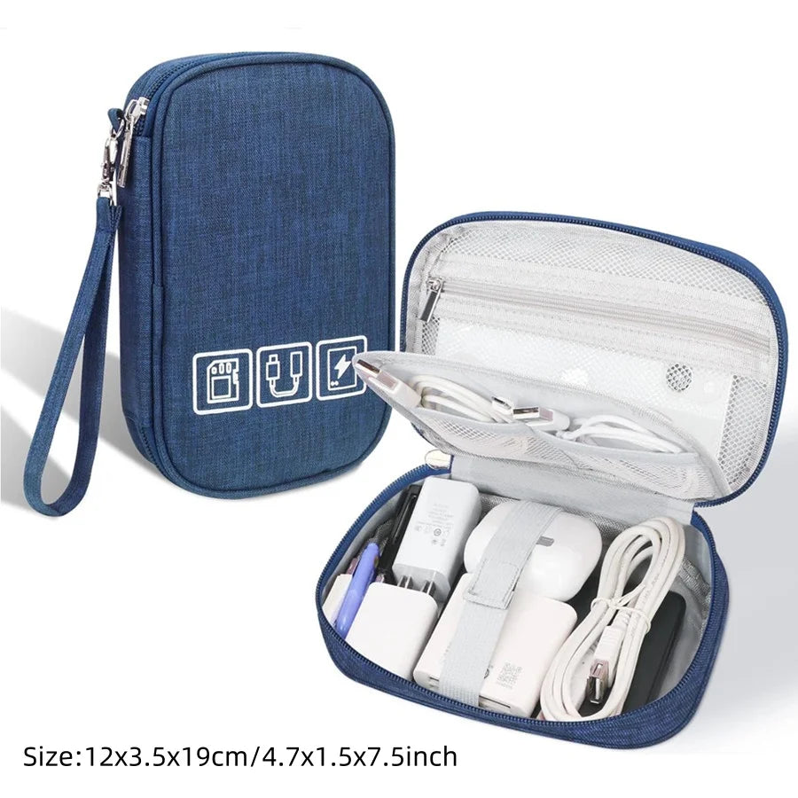 Travel Cable Organiser Bag, Portable Digital Storage Pouch for Gadgets and Electronic Devices