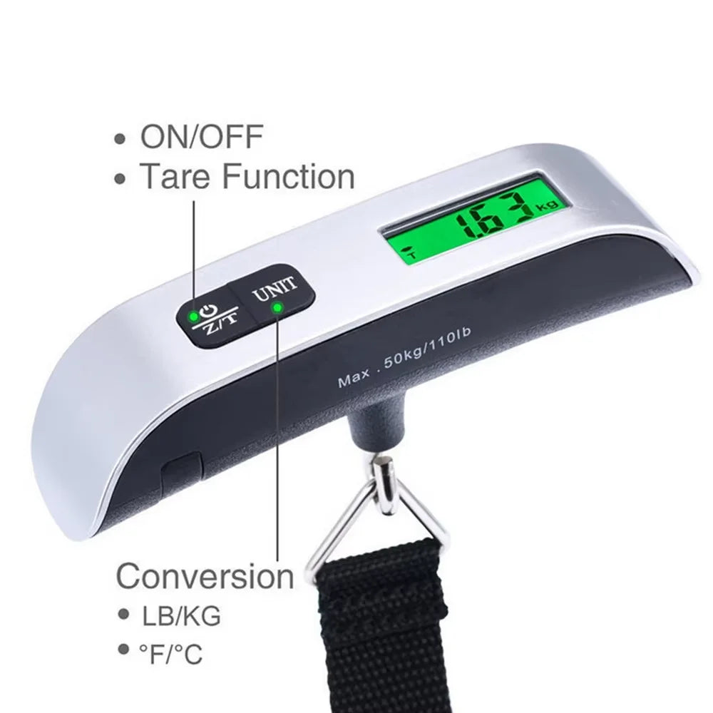 50kg Portable Digital Hanging Luggage Scale LCD Travel Suitcase Baggage Weighing Tool