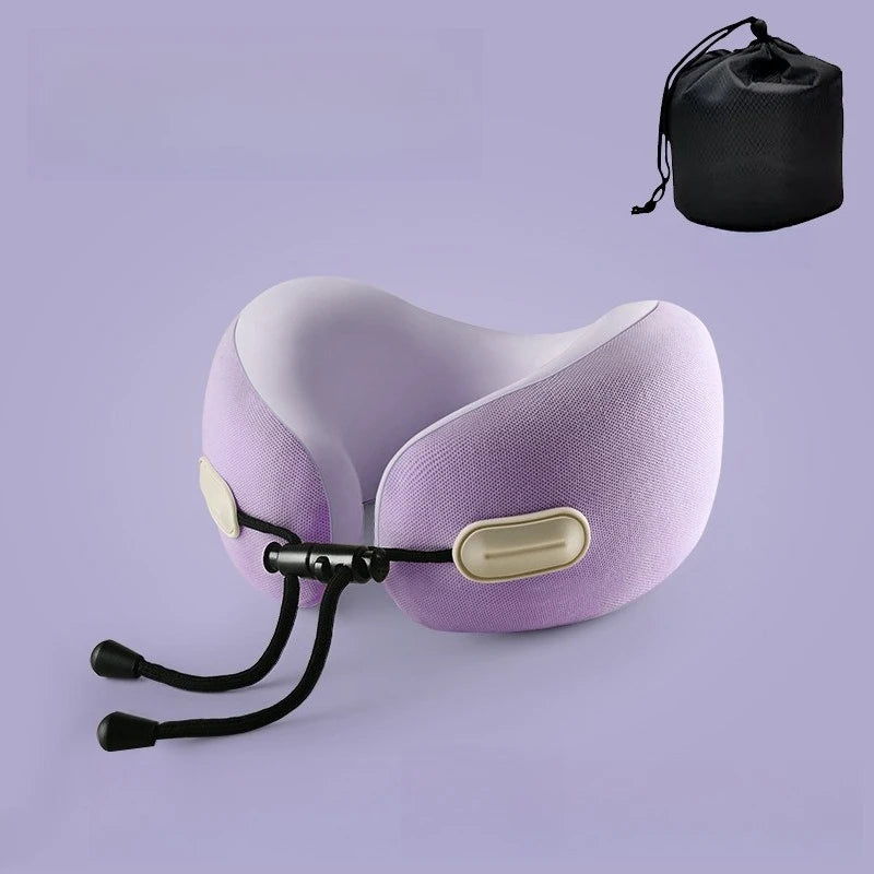 Memory Foam U Shaped Neck Pillow Compact Foldable Travel Pillow for Airplane Flights and Naps