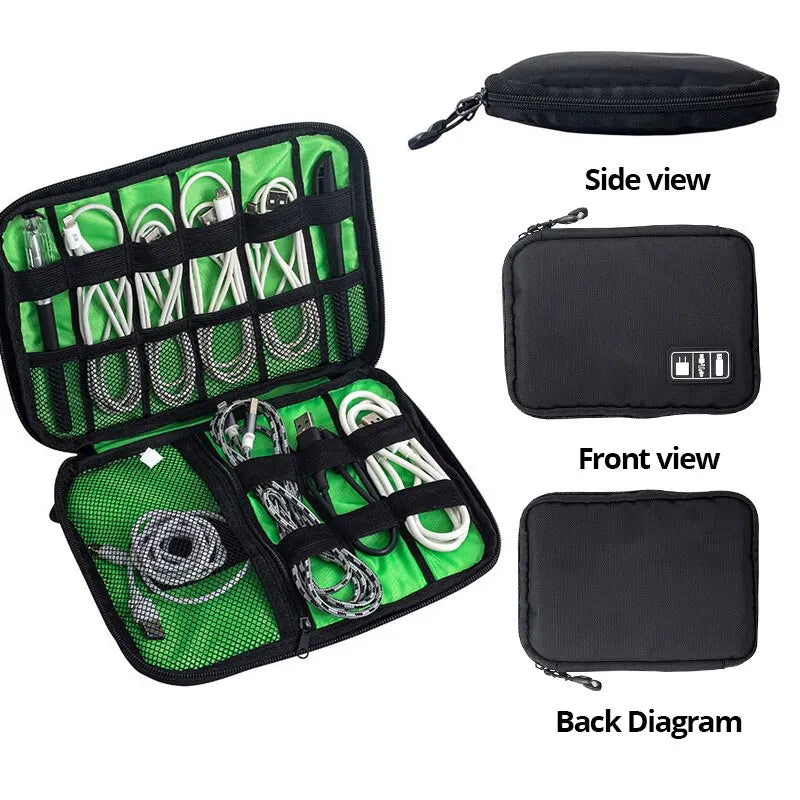 Portable Waterproof Electronic Accessories Storage Bag USB Cable Charger Travel Organiser Case