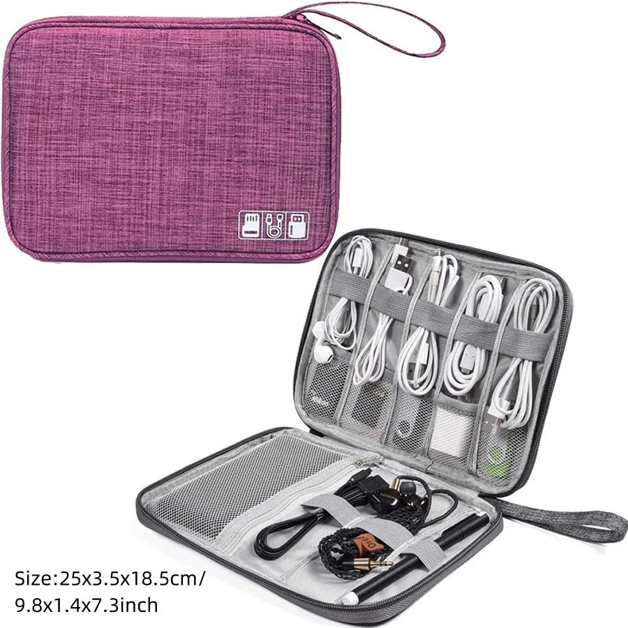 Travel Cable Organiser Bag, Portable Digital Storage Pouch for Gadgets and Electronic Devices