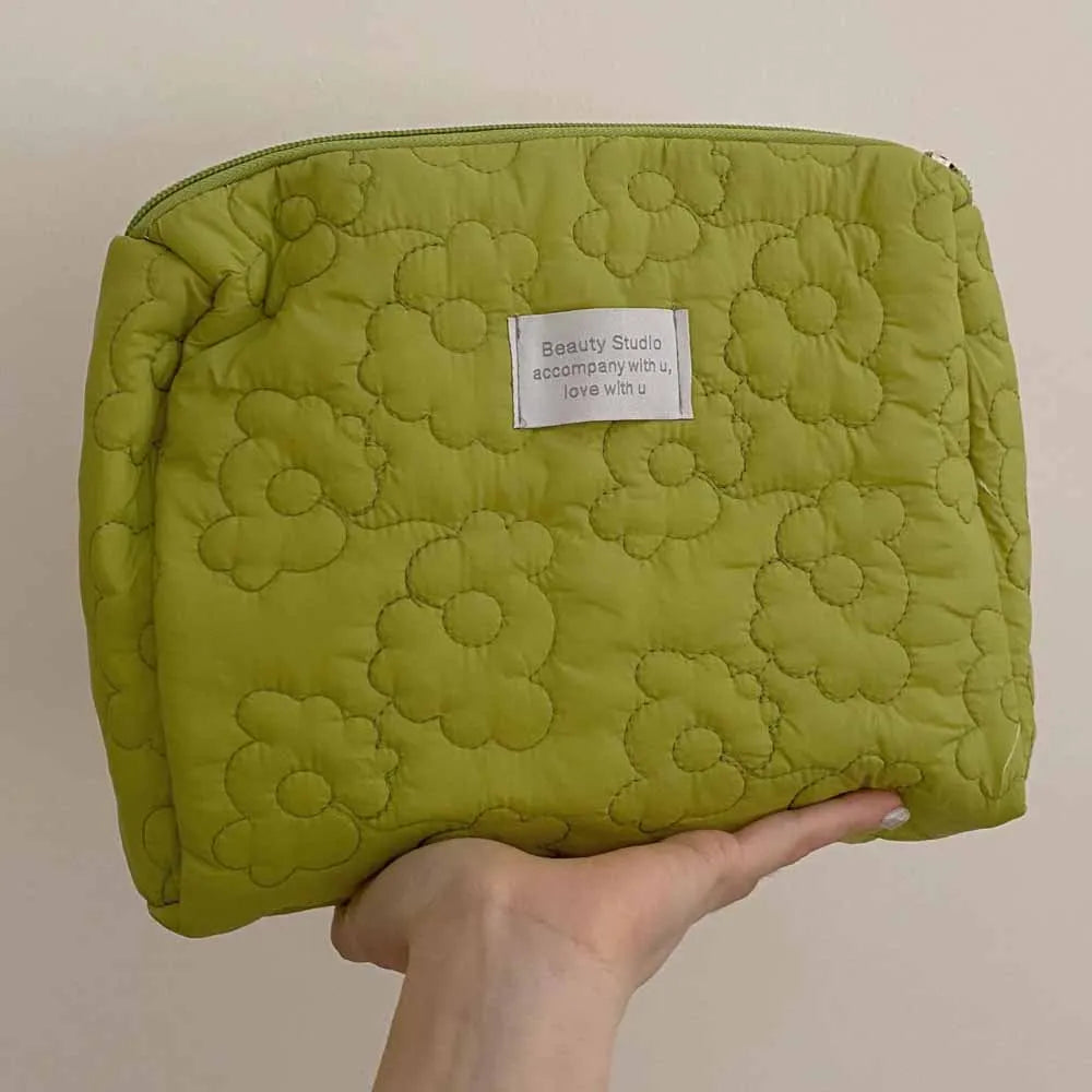 Portable Flower Pattern Cosmetic Bag Large Capacity Travel Makeup Wash Pouch Waterproof Organizer