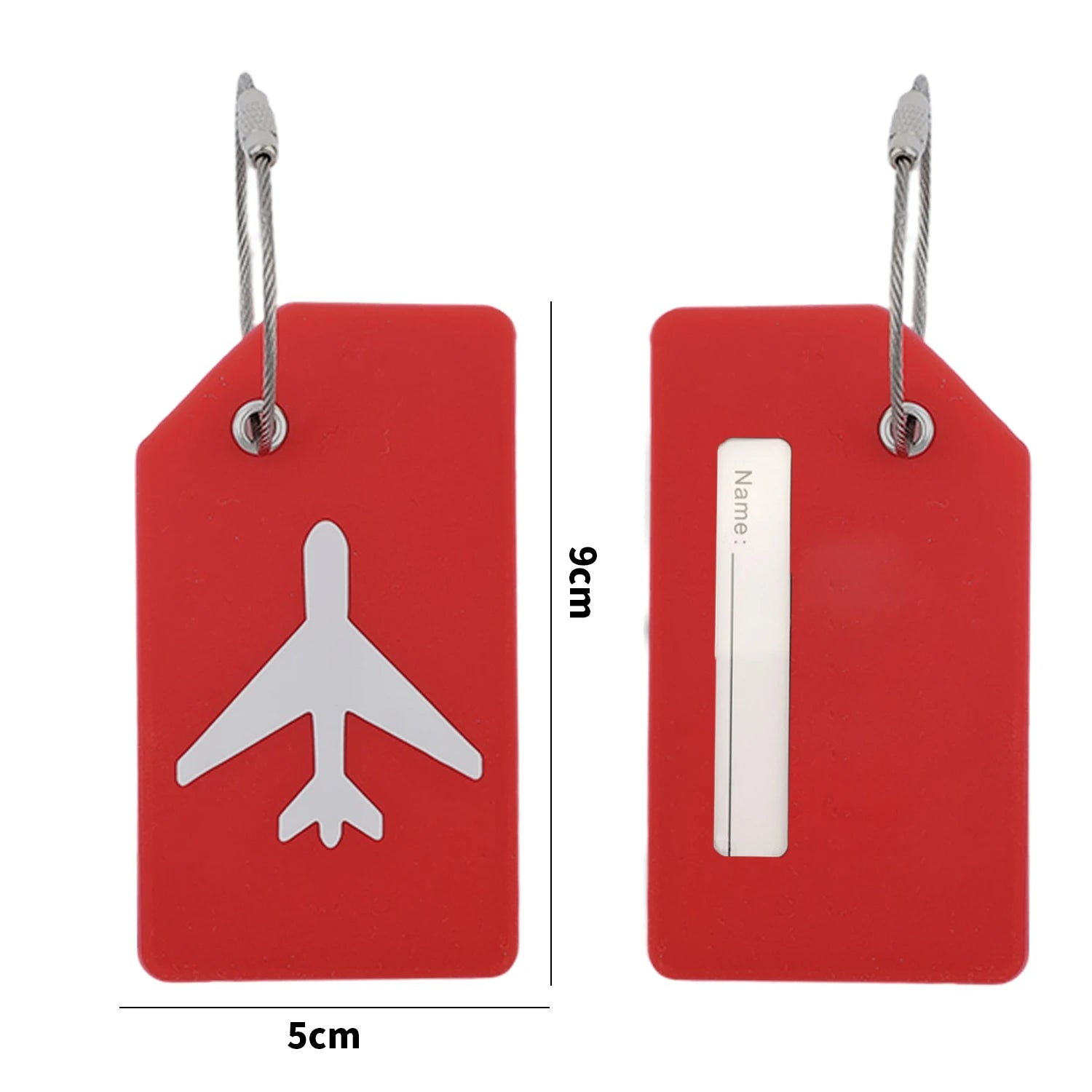 Silicone Luggage Tags with Stainless Steel Loop Name ID Card Holder Travel Suitcase Identifier